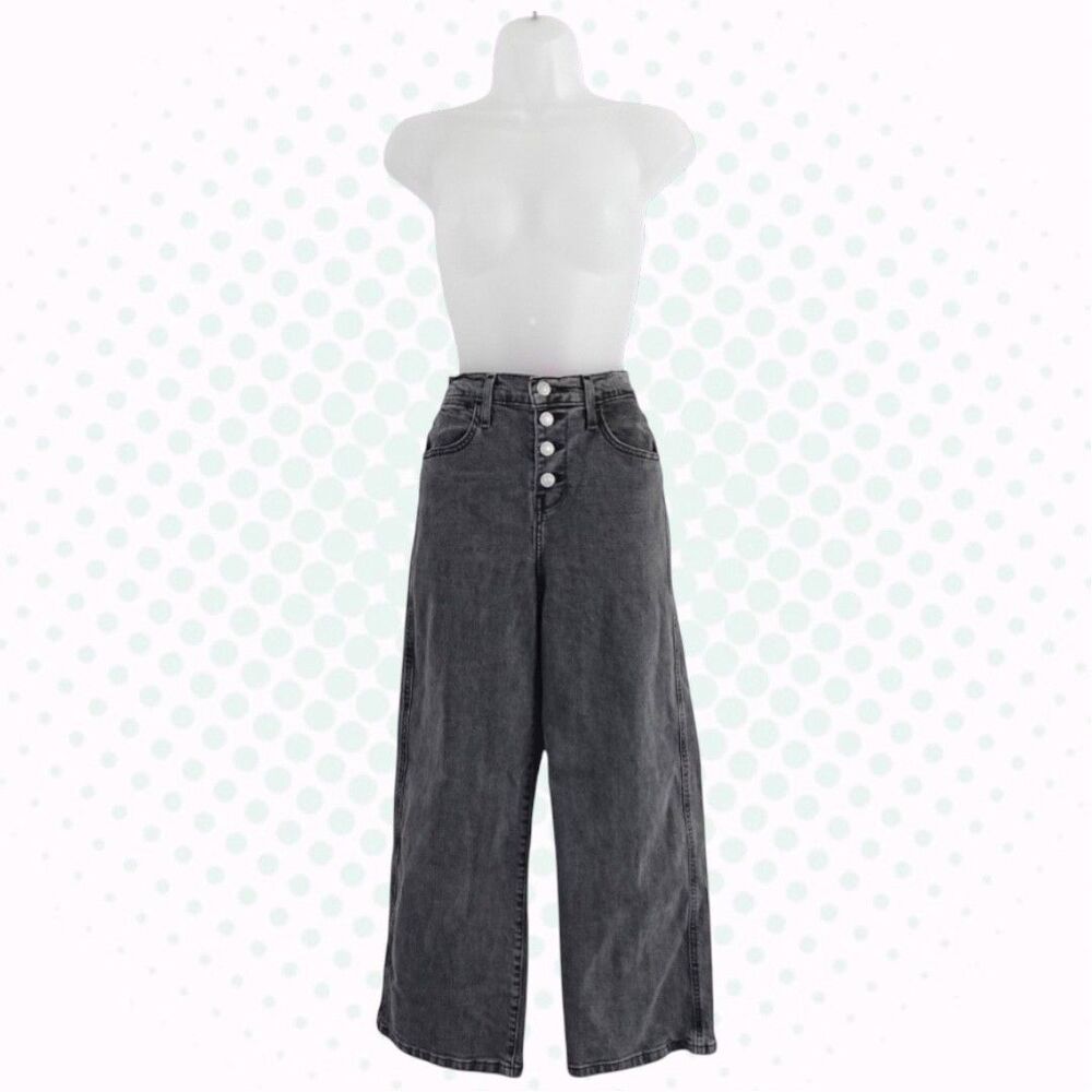 Levi's Charcoal Gray Mile High Cropped Wide Leg Jeans Size 25
